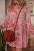 Bohemian Mixed Floral Print Tassel Tie Flowy Mini Dress